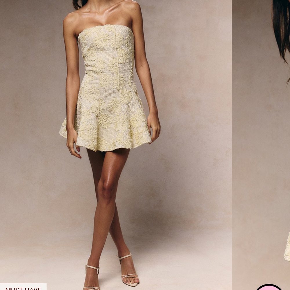 PLT LEMON FLORAL JACQUARD BOUCLE SKATER DRESS